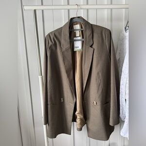 H&M Checkered Blazer in Brown and Black